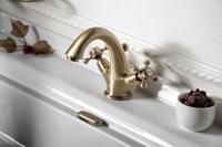 Wastafelmengkraan Sapho Antea 2-knop Uitloop 12 cm Brons (incl. clickwaste) - thumbnail