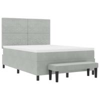 Boxspring Bed met Matras & Bank Lichtgrijs 140x190 cm Fluweel - thumbnail