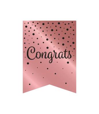 Verjaardagsslinger Vaandel &apos;Congrats&apos; Roze/Zwart