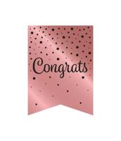 Verjaardagsslinger Vaandel &apos;Congrats&apos; Roze/Zwart - thumbnail