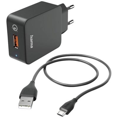 Hama USB-oplader 19.50 W 1x USB-A, 1x Micro-USB Zwart Binnen