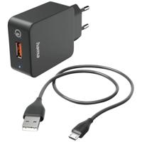Hama USB-oplader 19.50 W 1x USB-A, 1x Micro-USB Zwart Binnen - thumbnail