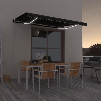 Luifel handmatig uittrekbaar met LED 450x350 cm antracietkleur Luifel handmatig uittrekbaar met LED 450x350 cm antracietkleur