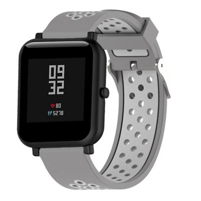 Dubbele kleur silicone sport polsband voor Xiaomi Huami Amazfit bip Lite versie 20mm (grijs wit)