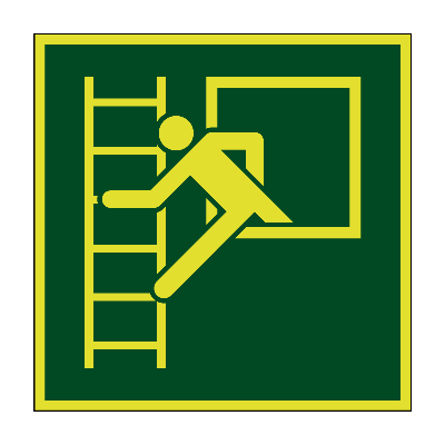 Noodvenster vluchtladder lichtgevend - 200 x 200 mm - Kunststof bord