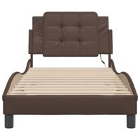 Bedframe met LED zonder matras "Zadar" kunstleer bruin 90x190 cm - thumbnail