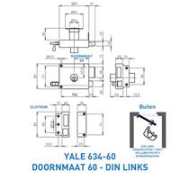 Yale 634.60 oplegslot met vaste buitencilinder doornmaat 60 mm - draairichting 1 = DIN Ls - thumbnail