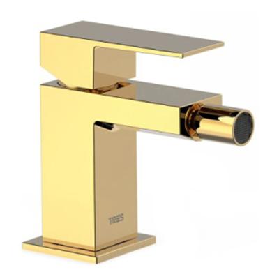 Bidetkraan Tres Cuadro | Opbouw | Mengkraan | 1-hendel | Vierkant | 24k Goud glans