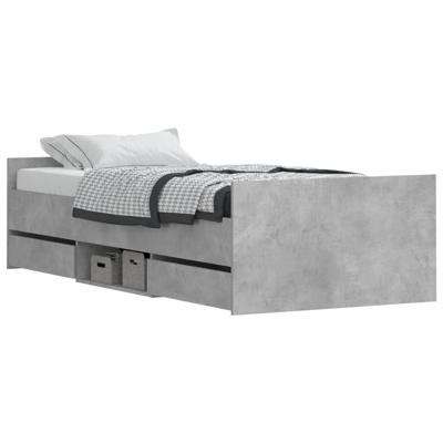 Bedframe met hoofd- en voeteneinde betongrijs 100x200 cm