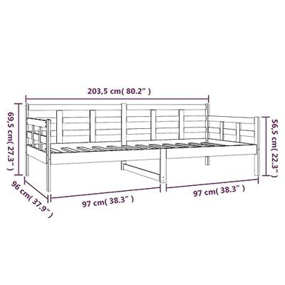 Slaapbank massief grenenhout zwart 90x200 cm