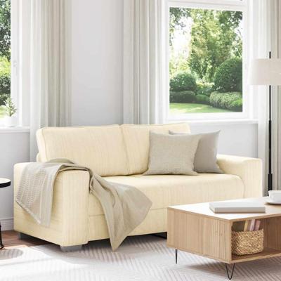 Loveseat Sofa Crme 140 cm Corduroy Stof