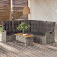 2-delige Loungeset met kussens poly rattan grijs - thumbnail