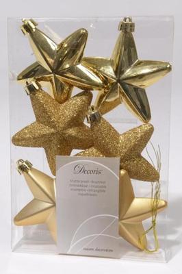 Ster plastic glans-mat-glitter 7,5 cm licht goud KSD - Ksd