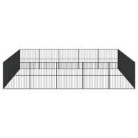 Hondenkennel 20 panelen gepoedercoat staal zwart - thumbnail