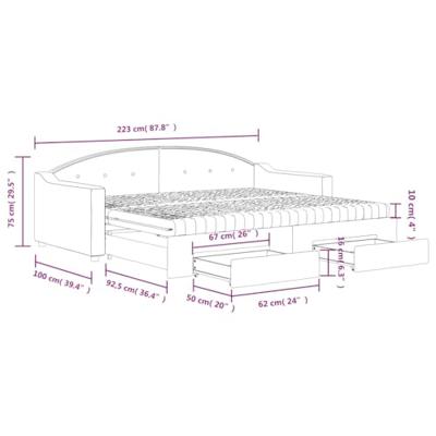 Slaapbank met onderschuifbed en lades 90x200 cm stof crèmekleur - thumbnail
