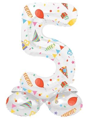 Folat BV Staande folieballon joyful party cijfer 5 -72cm Folat BV Staande folieballon joyful party cijfer 5 -72cm