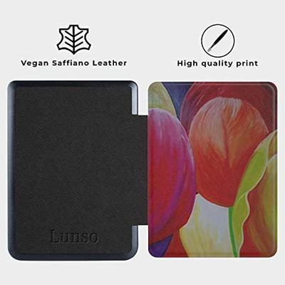 Lunso - Geschikt voor Kobo Nia hoes (6 inch) - Vegan Saffiano Leren sleep cover - Tulpen