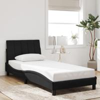 Bedframe met LED zonder matras "Hanko" fluweel zwart 90x190 cm - thumbnail