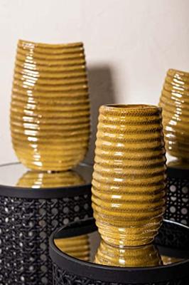 PTMD Reffa Ovale Bloempot - 29 x 12,5 x 23,5 cm - Keramiek - Geel