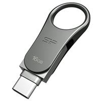Silicon Power 16GB Mobile C80 USB 3.0 - USB Type-C Dual COB flashdrive Titanium - thumbnail
