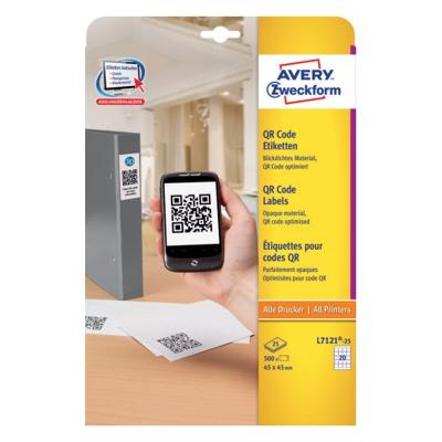 Etiket Avery Zweckform L7121-25 QR code 45x45mm opaak 500 etiketten Etiket Avery Zweckform L7121-25 QR code 45x45mm opaak 500 etiketten