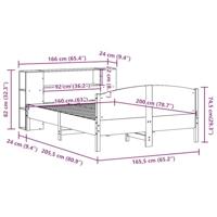 Bed met boekenkast zonder matras grenenhout wit 160x200 cm - thumbnail