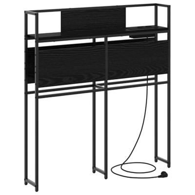 Opberghoofdbord met hoofdeinde met opslag Zwart eiken 100 cm Bewerkt hout