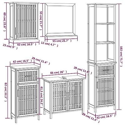 5-delige Badkamermeubelset massief walnotenhout