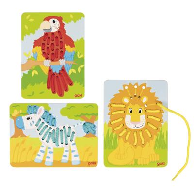 Goki houten rijgpuzzels, 3st.