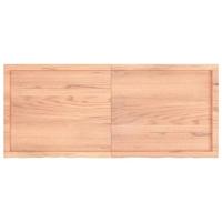 Tafelblad 140x60x(2-4)cm behandeld massief eikenhout lichtbruin - thumbnail