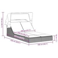 Ligbed 2-persoons met luifel en kussens poly rattan zwart - thumbnail