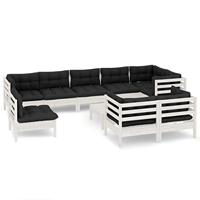 10-delige Loungeset met kussens massief grenenhout wit - thumbnail