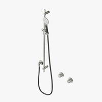 Hotbath Cobber glijstang 90cm met wandaansluitbocht 150cm doucheslang en ronde handdouche nikkel glans M308NI - thumbnail