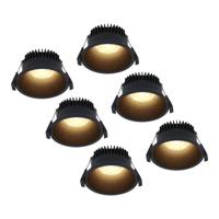 Set van 6 Finn LED inbouwspots - 10 Watt 900lm - 2700K warm wit - Dimbaar - Rond - Verzonken - IP44 waterdicht - Zwart - Voor binnen, buiten en badkamer - thumbnail