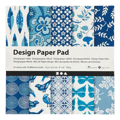 Creotime designpapier blok blauw 15,2 cm 50 vellen Creotime designpapier blok blauw 15,2 cm 50 vellen