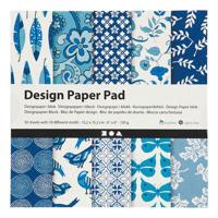 Creotime designpapier blok blauw 15,2 cm 50 vellen - thumbnail