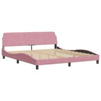 Bedframe met hoofdeinde fluweel roze 180x200 cm - thumbnail