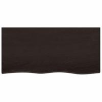 Wastafelblad 100x50x2 cm behandeld massief hout donkerbruin - thumbnail