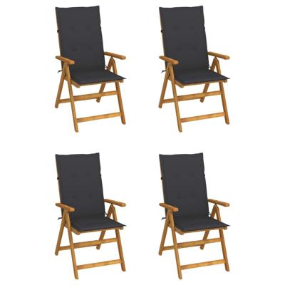 Tuinstoelen 4 st verstelbaar met kussens massief acaciahout