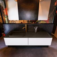 Badkamermeubelset Mondiaz Erin 150 cm met 2 Lades met RIDGE Wastafel Links Urban met 1 kraangat Greeploos Mat Talc - thumbnail