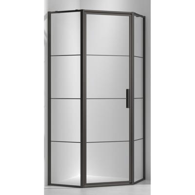 BWS Douchecabine Vijfhoek Frame 100x200 cm 8 mm NANO Glas Mat Zwart Raster BWS Douchecabine Vijfhoek Frame 100x200 cm 8 mm NANO Glas Mat Zwart Raster