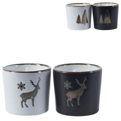 Kaars in pot kerst 6,5 x 6 cm 4 assorti | 12 stuks