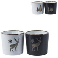 Kaars in pot kerst 6,5 x 6 cm 4 assorti | 12 stuks - thumbnail