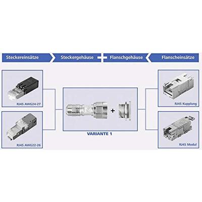 Telegärtner 100007416 STX V1 RJ45-stekkerset kunststof variant 1 Chassisbus, inbouw Aantal polen: 8P8C Zwart 1 stuk(s)