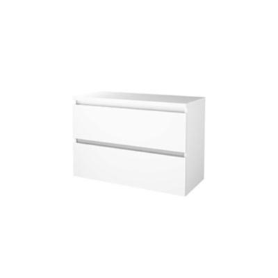 Basic-Line Start 46 Badkamermeubelset - 100 x 46 cm - Greeploos - 2 Lades - Wastafelblad - Ice White