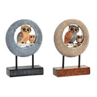 Decoratieve figuren DKD Home Decor 16,5 x 6 x 25,5 cm Beige Uil Blauw Boho (2 Stuks) - thumbnail