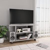 VidaXL Tv-meubel met wieltjes 80x40x45 cm bewerkt hout betongrijs - thumbnail