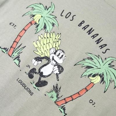 Kindershirt apenprint 128 lichtkakikleurig - thumbnail