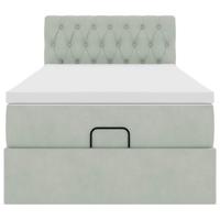 Ottoman bed met matras en LED's 80x200cm fluweel lichtgrijs - thumbnail