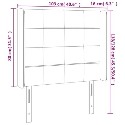 Hoofdbord met randen 147x16x118/128 cm fluweel donkergrijs - thumbnail
